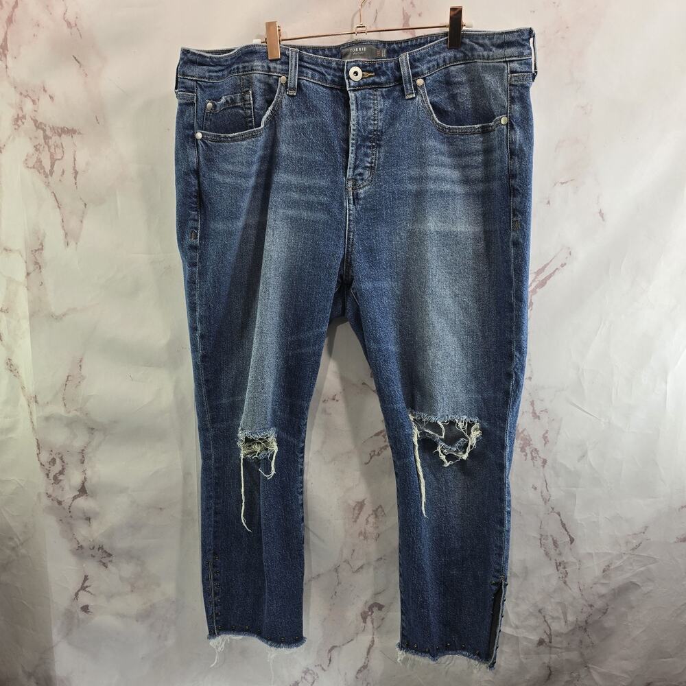 Torrid Jeans Women 16 S High Rise Straight Medium Boyfriend Denim Distressed